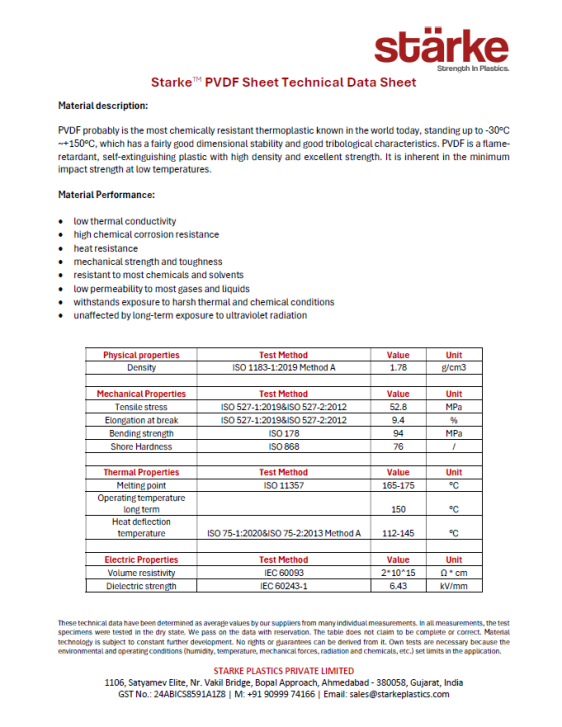 PVDF Sheet Technical Data Sheet PVDF Sheet Technical Data Sheet